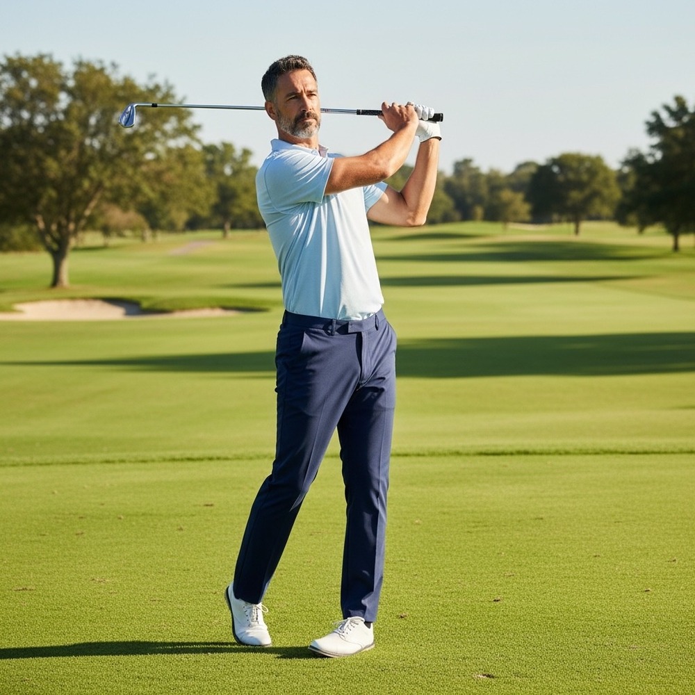 Royal & Awesome Mens Navy Blue Performance Golf Trousers Stretch Pants 36x34 NEW